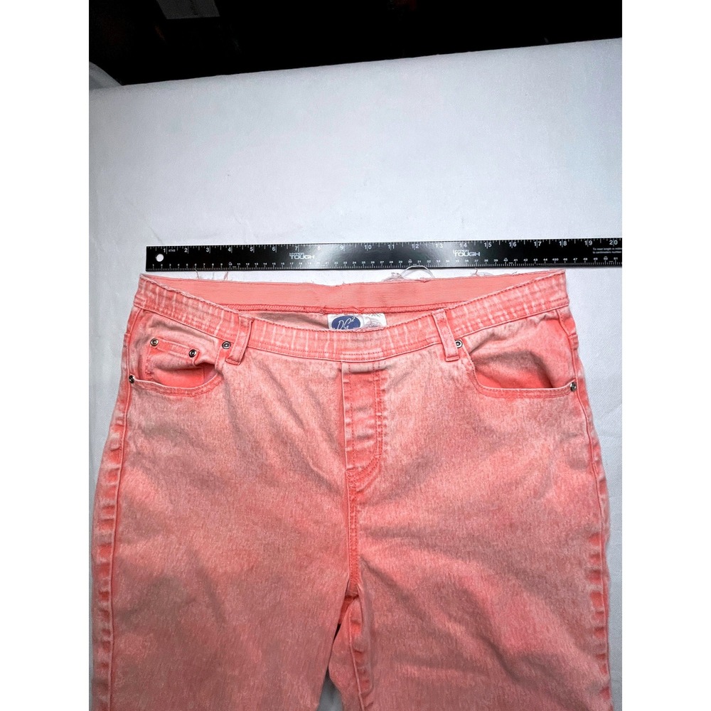DG2 by Diane Gilman Jeans WOMEN L Pink Skinny Acid Wash Stretchy Waist Pull On - Picture 4 of 10
